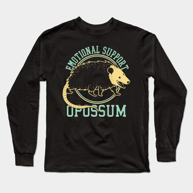 Emotional Support Opossum Retro Style Long Sleeve T-Shirt by neira